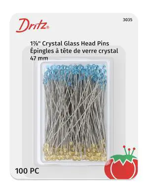 3035 Crystal Glass Head Pins, 1-7/8-Inch (100-Count), Blue and Yellow | Heat-resistant glass heads wont melt under ironingperfect for quilting and precision sewing 3035 Crystal Glass Head Pins, 1-7/8-Inch (100-Count), Blue and Yellow | Heat-resistant glass heads wont melt under ironingperfect for quilting and precision sewing