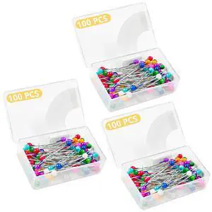 300PCS Sewing Pins with Glass Ball Heads | Straight Pins for Fabric, Multicolor Corsage Stick Pins for Dressmaker 300PCS Sewing Pins with Glass Ball Heads | Straight Pins for Fabric, Multicolor Corsage Stick Pins for Dressmaker