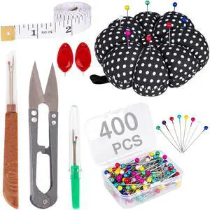 400 Pieces Multicolor Sewing Pins and Pin Cushion, Straight Pins Sewing Kit | 32mm Pins Kit for Sewing Machine Including Seam Ripper, Scissors and Soft Tape Measure - Sewing Supplies and Accessories 400 Pieces Multicolor Sewing Pins and Pin Cushion, Straight Pins Sewing Kit | 32mm Pins Kit for Sewing Machine Including Seam Ripper, Scissors and Soft Tape Measure - Sewing Supplies and Accessories