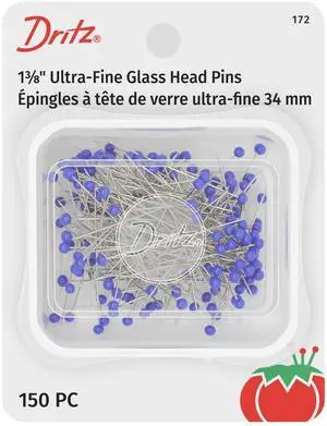 172 Glass Head Pins, Ultra Fine, 1-3/8-Inch (150-Count) , Blue | Heat-Resistant Pins Glide Through Delicate Fabrics for Precision Sewing and Pressing 172 Glass Head Pins, Ultra Fine, 1-3/8-Inch (150-Count) , Blue | Heat-Resistant Pins Glide Through Delicate Fabrics for Precision Sewing and Pressing
