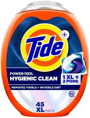 Hygienic Clean Power PODS Laundry Detergent Pacs, Original Scent, 45 Count, Removes Visible and Invisible Dirt Hygienic Clean Power PODS Laundry Detergent Pacs, Original Scent, 45 Count, Removes Visible and Invisible Dirt