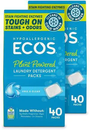 Laundry Detergent Packs, 80 Loads - 100% Plastic Free Packaging - Convenient No Mess Washing Soap Packs - Hypoallergenic for Sensitive Skin - Free & Clear Laundry Detergent Packs, 80 Loads - 100% Plastic Free Packaging - Convenient No Mess Washing Soap Packs - Hypoallergenic for Sensitive Skin - Free & Clear