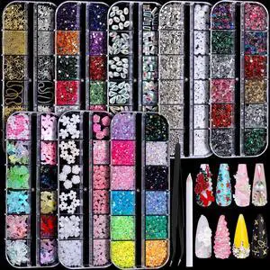 Nail Charms, Nail Rhinestones Kit with 8 Boxes of Nail Gems, Bedazzling Kit for Nails, Colorful Clear Flatback Rhinestones, Charms Y2K for Nails, Multi Shape Nail Art Accessories for Crafts Nail Charms, Nail Rhinestones Kit with 8 Boxes of Nail Gems, Bedazzling Kit for Nails, Colorful Clear Flatback Rhinestones, Charms Y2K for Nails, Multi Shape Nail Art Accessories for Crafts