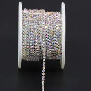 10 Yards Crystal Rhinestone Trim SS6.5/2.0mm, AB Close Chain for Sewing Crafts Ideal Wedding Party Christmas DIY Decoration 10 Yards Crystal Rhinestone Trim SS6.5/2.0mm, AB Close Chain for Sewing Crafts Ideal Wedding Party Christmas DIY Decoration