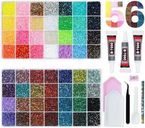 56 Colors Rhinestones for Bedazzling, 2 Boxes 3mm Multicolor Resin Jelly Flatback Gems with 3 Pcs B7000 Jewelry Glue & Tools, Bedazzler Kit for DIY Crafts Book Clothes Makeup Shoes Gifts Decor 56 Colors Rhinestones for Bedazzling, 2 Boxes 3mm Multicolor Resin Jelly Flatback Gems with 3 Pcs B7000 Jewelry Glue & Tools, Bedazzler Kit for DIY Crafts Book Clothes Makeup Shoes Gifts Decor