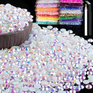 5000pcs 5mm Resin Rhinestones Bulk, White AB Flatback Round Jelly Rhinestones Bedazzling Non Hotfix Crystal Gems Large Quantity Wholesale for DIY Crafts Clothes Bottles Tumblers Face Makeup Manicure 5000pcs 5mm Resin Rhinestones Bulk, White AB Flatback Round Jelly Rhinestones Bedazzling Non Hotfix Crystal Gems Large Quantity Wholesale for DIY Crafts Clothes Bottles Tumblers Face Makeup Manicure