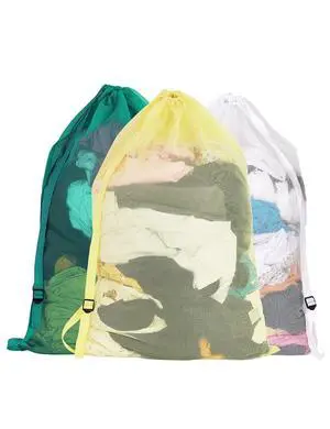 Mesh Laundry Bags with Adjustable Shoulder Strap, 24" x 36" Heavy Duty Nylon, Drawstring Closure, 3-Pack, Mixed Colors Mesh Laundry Bags with Adjustable Shoulder Strap, 24" x 36" Heavy Duty Nylon, Drawstring Closure, 3-Pack, Mixed Colors