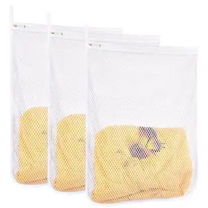 3 pcs Durable Honeycomb Mesh Laundry Bags for Delicates 16" x 19" (3 Large) 3 pcs Durable Honeycomb Mesh Laundry Bags for Delicates 16" x 19" (3 Large)