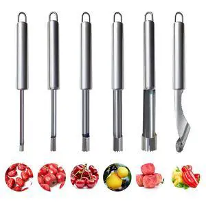 6 Pieces Corer and Pitter Fruit & Vegetable Multi-Function Stainless Corer and Pitter Remover Set for Apple, Pear, Cherry, Jujube, Red Dates, Berry, Chili 6 Pieces Corer and Pitter Fruit & Vegetable Multi-Function Stainless Corer and Pitter Remover Set for Apple, Pear, Cherry, Jujube, Red Dates, Berry, Chili