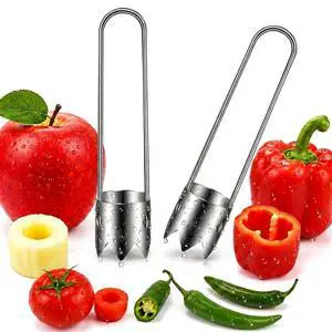 Red Bell Pepper Corer 2 PCS, Jalapeno Corer & Apple Stainless Steel Fruit and Vegetable Corer Gadgets, Core Remover Tool for Zucchini, Tomato, Pear and More Practical Kitchen Tools Red Bell Pepper Corer 2 PCS, Jalapeno Corer & Apple Stainless Steel Fruit and Vegetable Corer Gadgets, Core Remover Tool for Zucchini, Tomato, Pear and More Practical Kitchen Tools