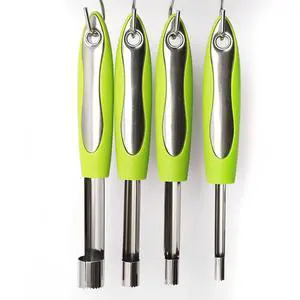 Apple corer set of 4 sizes, corer and pitter with comfortable rubber handle, for fruit, vegetables, apples, pears, cherries, jujubes and red dates Apple corer set of 4 sizes, corer and pitter with comfortable rubber handle, for fruit, vegetables, apples, pears, cherries, jujubes and red dates