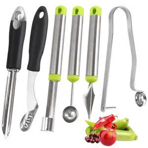 Vegetable Corer Tool, 6 Pcs Stainless Steel Fruit and Vegetable Corer Tools for Home Kitchen Cherry Pear Jujube Zucchini Chili Vegetable Corer Tool, 6 Pcs Stainless Steel Fruit and Vegetable Corer Tools for Home Kitchen Cherry Pear Jujube Zucchini Chili