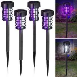 4 Pack Outdoor Solar Bug Zapper,Purple and White Light,Black | Mosquito Repellent, Solar Powered, Waterproof, LED Light Lamp, Fly Insect Killer, for Outdoor Patio Yard Garden Lawn 4 Pack Outdoor Solar Bug Zapper,Purple and White Light,Black | Mosquito Repellent, Solar Powered, Waterproof, LED Light Lamp, Fly Insect Killer, for Outdoor Patio Yard Garden Lawn