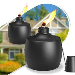 2-Pack Citronella Tabletop Torches, 21.5 oz Table Top Torches for Outdoor, Metal Oil Burner Candles, Garden Torches with Fiberglass Wick for Yard, Patio, Deck, Garden, Party, Landscape 2-Pack Citronella Tabletop Torches, 21.5 oz Table Top Torches for Outdoor, Metal Oil Burner Candles, Garden Torches with Fiberglass Wick for Yard, Patio, Deck, Garden, Party, Landscape