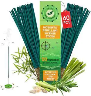 60 Pcs Mosquito Repellent, Citronella Oil Incense Sticks for Patio Camping | Natural Plant-Based Bug Insect Repellent | Outdoor Essentials Fishing Backyard | Provides Up to 12 Ft Coverage 60 Pcs Mosquito Repellent, Citronella Oil Incense Sticks for Patio Camping | Natural Plant-Based Bug Insect Repellent | Outdoor Essentials Fishing Backyard | Provides Up to 12 Ft Coverage