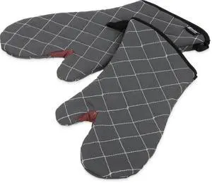Oven Mitts, San Jamar BestGuard, Professional Grade, 15", Pair, Black | Temperature safe up to 450°F for 15 seconds with Kevlar WebGuard, fire-retardant build, steam insulation and angled cuff Oven Mitts, San Jamar BestGuard, Professional Grade, 15", Pair, Black | Temperature safe up to 450°F for 15 seconds with Kevlar WebGuard, fire-retardant build, steam insulation and angled cuff