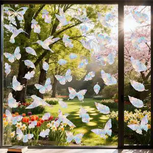60 Pcs Window Decals to Prevent Bird Strikes - Anti-Collision Window Stickers for Birds, Rainbow Vinyl Suncatcher Stickers, Reusable Static Clings for Bird Window Deterrent, No Glue Needed 60 Pcs Window Decals to Prevent Bird Strikes - Anti-Collision Window Stickers for Birds, Rainbow Vinyl Suncatcher Stickers, Reusable Static Clings for Bird Window Deterrent, No Glue Needed