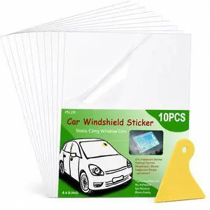 Sticker Shield Windshield, Static Cling Window Film, 4x6 10 Pack | Removable clear vinyl windshield decals for cars & IPass; premium tape-free application leaves zero sticky residue Sticker Shield Windshield, Static Cling Window Film, 4x6 10 Pack | Removable clear vinyl windshield decals for cars & IPass; premium tape-free application leaves zero sticky residue
