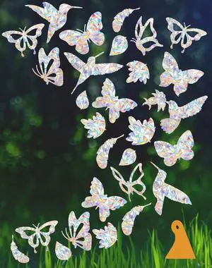 36 Pieces Window Decals for Bird Strikes | Window Clings Prevent Birds from Hitting Windows Suncatcher Stickers Bird, Butterfly, Feather, Leaf) 36 Pieces Window Decals for Bird Strikes | Window Clings Prevent Birds from Hitting Windows Suncatcher Stickers Bird, Butterfly, Feather, Leaf)