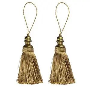 2 Pack Tassel Key Tassel with Loops for Home Decoration | DIY Decorative Tassel Accessories for Home, Door and Furniture Ornament Decoration Projects, Gold 2 Pack Tassel Key Tassel with Loops for Home Decoration | DIY Decorative Tassel Accessories for Home, Door and Furniture Ornament Decoration Projects, Gold