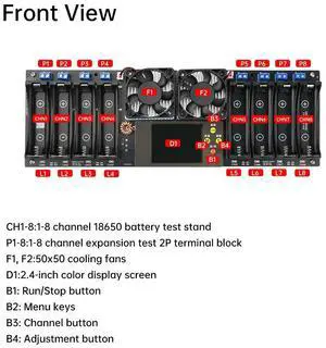 DC 12-19V 2.48 Inch Display Channel Lithium Capacity Tester Module Tempeature Meter Tester With Radiator DC 12-19V 2.48 Inch Display Channel Lithium Capacity Tester Module Tempeature Meter Tester With Radiator