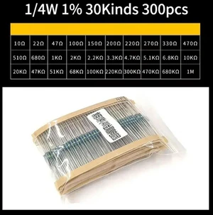 300pcs 1/4W l Film Resistor Kit - 30Values 10R-1M 22 47 1 2 3.3 4.7K 51K 0.25W 1% Tolerance, Electronic Components DIY Set 300pcs 1/4W l Film Resistor Kit - 30Values 10R-1M 22 47 1 2 3.3 4.7K 51K 0.25W 1% Tolerance, Electronic Components DIY Set