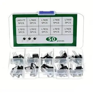 50PCS LM317T L7805 L7806 L7808 L7809 L7810 L7812 L7815 L7818 L7824 Transistor Assortment Kit Voltage Regulator Box Each 5pcs 50PCS LM317T L7805 L7806 L7808 L7809 L7810 L7812 L7815 L7818 L7824 Transistor Assortment Kit Voltage Regulator Box Each 5pcs
