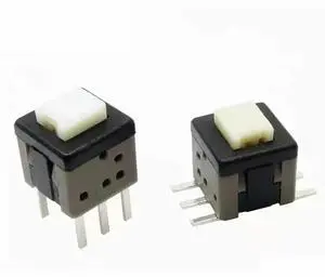 High Temperature Resistant SMD Push Button Switch 5.8x5.8 Flat Head Self-Locking Design Availe in White Gray Black Buttons High Temperature Resistant SMD Push Button Switch 5.8x5.8 Flat Head Self-Locking Design Availe in White Gray Black Buttons