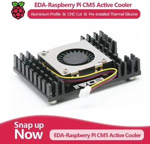 EDA Raspberry Pi CM5 Series Cooler, active cooler, DC 5V input, maximum speed 8000 RPM, airflow 1.09 CFM EDA Raspberry Pi CM5 Series Cooler, active cooler, DC 5V input, maximum speed 8000 RPM, airflow 1.09 CFM