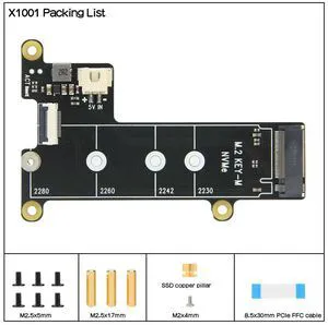 Geekworm X1001 V1.1 pcie M.2 NVMe SSD 2280 PIP PCIe Peripheral Board Shield for Raspberry Pi 5 Geekworm X1001 V1.1 pcie M.2 NVMe SSD 2280 PIP PCIe Peripheral Board Shield for Raspberry Pi 5