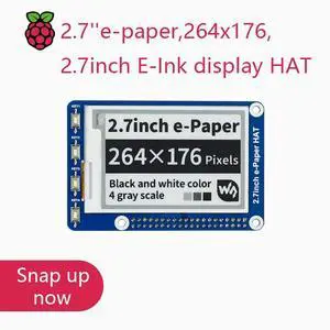 Waveshare 2.7''e-paper,264x176,2.7inch E-Ink display HAT for Raspberry Pi 2B/3B/Zero/Zero W,Color:Black,White,SPI Interface Waveshare 2.7''e-paper,264x176,2.7inch E-Ink display HAT for Raspberry Pi 2B/3B/Zero/Zero W,Color:Black,White,SPI Interface