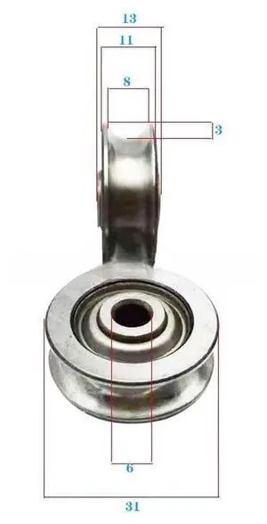 Outer ring slotted bearing, groove U-shaped H-shaped V-shaped slotted alignment wheel 6 * 31 * 11/13 R4 width8 depth3 5pcs Outer ring slotted bearing, groove U-shaped H-shaped V-shaped slotted alignment wheel 6 * 31 * 11/13 R4 width8 depth3 5pcs