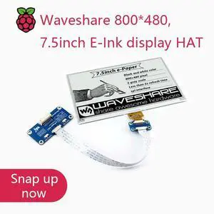 Waveshare 800*480,7.5inch E-Ink Display HAT for Raspberry Pi 2B/3B/Zero/Zero W,Two-color:Black White,SPI interface,No Backlight Waveshare 800*480,7.5inch E-Ink Display HAT for Raspberry Pi 2B/3B/Zero/Zero W,Two-color:Black White,SPI interface,No Backlight