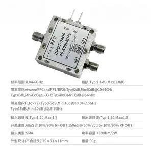 For 2-Channel RF Switch 0.04-6 GHz SPDT2.4G5.8G Signal Switch, Single Pole Double Throw Switch For 2-Channel RF Switch 0.04-6 GHz SPDT2.4G5.8G Signal Switch, Single Pole Double Throw Switch