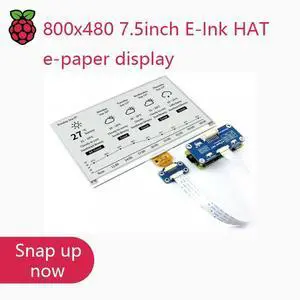 Waveshare 800x480 7.5inch E-Ink HAT e-paper display supports Raspberry Pi STM32 Two-color Ultra low power consumption Waveshare 800x480 7.5inch E-Ink HAT e-paper display supports Raspberry Pi STM32 Two-color Ultra low power consumption