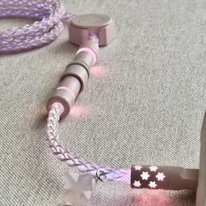 Customized Aviation Plug-in Mechanical Keyboard Data Cable, 8K Magnetic Switch, Pink Full-body Light-emitting Type-c to Usb Customized Aviation Plug-in Mechanical Keyboard Data Cable, 8K Magnetic Switch, Pink Full-body Light-emitting Type-c to Usb