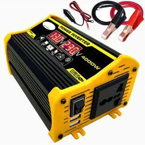 Modified Sine Wave Inverter 4000 Watt 12V DC to 110V 220V AC Car Plug Adapter Converter with LED Display Fast Charging Dual USB Ports (Size: 12V-110V) Modified Sine Wave Inverter 4000 Watt 12V DC to 110V 220V AC Car Plug Adapter Converter with LED Display Fast Charging Dual USB Ports (Size: 12V-110V)