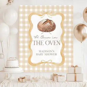 Bun In The Oven Baby Shower Party Banner Backdrop, Baking Theme Decor For Mom To Be Parents, Cute Bread Nursery Photo Background Bun In The Oven Baby Shower Party Banner Backdrop, Baking Theme Decor For Mom To Be Parents, Cute Bread Nursery Photo Background