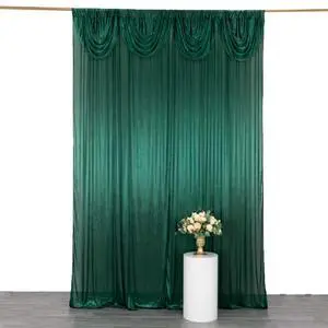 Efavormart Hunter Emerald Green Double Drape Pleated Satin Wedding Photo Backdrop Curtain, Glossy Party Drapery Panel - 10ftx10ft Efavormart Hunter Emerald Green Double Drape Pleated Satin Wedding Photo Backdrop Curtain, Glossy Party Drapery Panel - 10ftx10ft