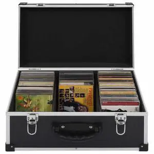 CD Storage Case for 60 CDs, Aluminum ABS Hard Shell Carrying Box with Detachable Dividers, Lockable Record Organizer Holder for Home and Office, Black CD Storage Case for 60 CDs, Aluminum ABS Hard Shell Carrying Box with Detachable Dividers, Lockable Record Organizer Holder for Home and Office, Black