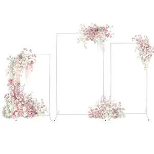 Metal Wedding Arch Background Stand, 3 Pcs White Rectangular Backdrop Stand, Portable Balloon Frame for Birthday Party Ceremony Outdoor Indoor Celebration Decoration (7.2FT, 6.2FT, 5.3FT) Metal Wedding Arch Background Stand, 3 Pcs White Rectangular Backdrop Stand, Portable Balloon Frame for Birthday Party Ceremony Outdoor Indoor Celebration Decoration (7.2FT, 6.2FT, 5.3FT)