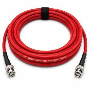 Belden 1694A HD-SDI BNC to BNC Cable | RG6 75 Ohm | SD, HD, 3G & 6G-SDI - Red 6FT Belden 1694A HD-SDI BNC to BNC Cable | RG6 75 Ohm | SD, HD, 3G & 6G-SDI - Red 6FT