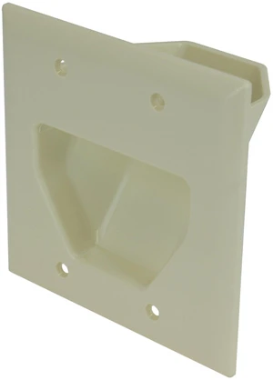 2-Gang Recessed Low Voltage Cable Plate, Lite Almond 2-Gang Recessed Low Voltage Cable Plate, Lite Almond