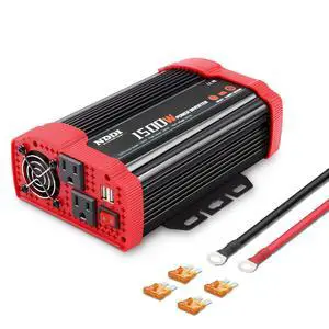 NDDI 1500W Car Power Inverter, 12V DC to 110V AC Car Converter Charger Adapter with Dual 3.1A USB Port and AC Outlets, Red, 1.98lbs, 9.4 x 5.1 x 2.6 in, 1 Pack NDDI 1500W Car Power Inverter, 12V DC to 110V AC Car Converter Charger Adapter with Dual 3.1A USB Port and AC Outlets, Red, 1.98lbs, 9.4 x 5.1 x 2.6 in, 1 Pack