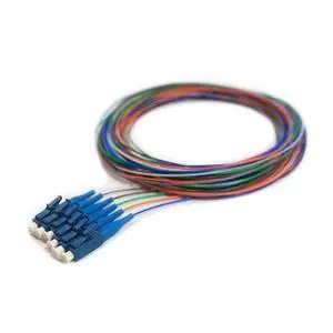 6 Strand Fiber Pigtail, 9/125 Singlemode, LC/UPC Connectors, 9.8 Feet (3 Meter), Color-Coded, Blue Boot 6 Strand Fiber Pigtail, 9/125 Singlemode, LC/UPC Connectors, 9.8 Feet (3 Meter), Color-Coded, Blue Boot