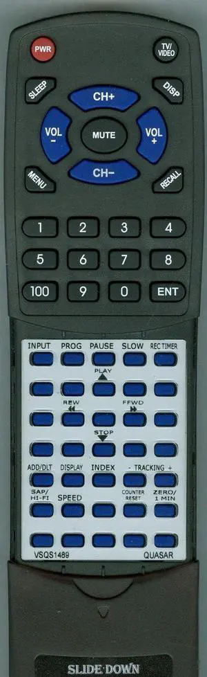 Replacement Remote Control for Quasar VHQ760, VHQ750, VSQS1489 Replacement Remote Control for Quasar VHQ760, VHQ750, VSQS1489