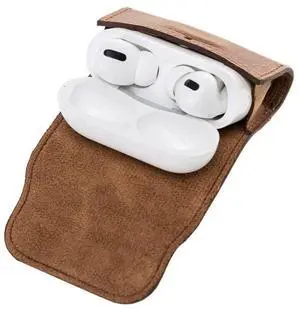 Genuine Leather Handmade Apple AirPods Pro - Soft Case with Keychain Clip - Support Wireless Chargers - Compatible with AirPods Pro (Brown) Genuine Leather Handmade Apple AirPods Pro - Soft Case with Keychain Clip - Support Wireless Chargers - Compatible with AirPods Pro (Brown)