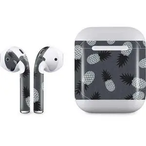 Decal Audio Skin Compatible with Apple AirPods - Black and White Pineapples Design Decal Audio Skin Compatible with Apple AirPods - Black and White Pineapples Design