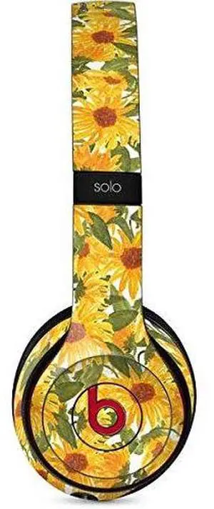 Decal Audio Skin Compatible with Beats Solo 2 Wireless - Originally Designed Sunflowers Design Decal Audio Skin Compatible with Beats Solo 2 Wireless - Originally Designed Sunflowers Design