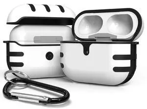 Rugged Hybrid Case for Apple Airpods Pro - White/Black | with Carabiner Keychain Clip, Fits Airpods Pro 1st Gen via 2019 (A2084, A2083) Rugged Hybrid Case for Apple Airpods Pro - White/Black | with Carabiner Keychain Clip, Fits Airpods Pro 1st Gen via 2019 (A2084, A2083)